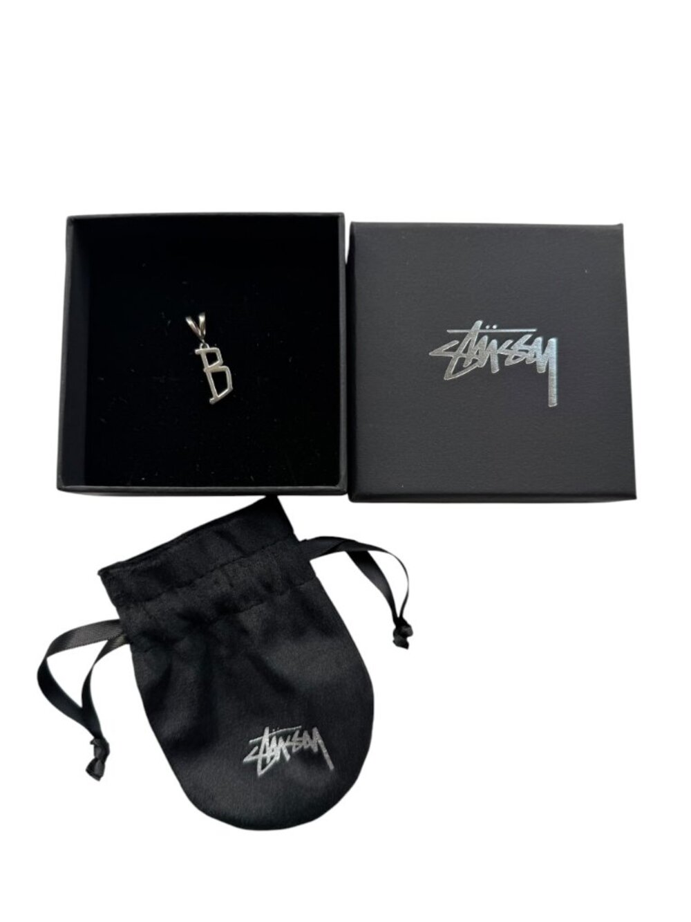 Stussy Silver Alphabet Pendant - B